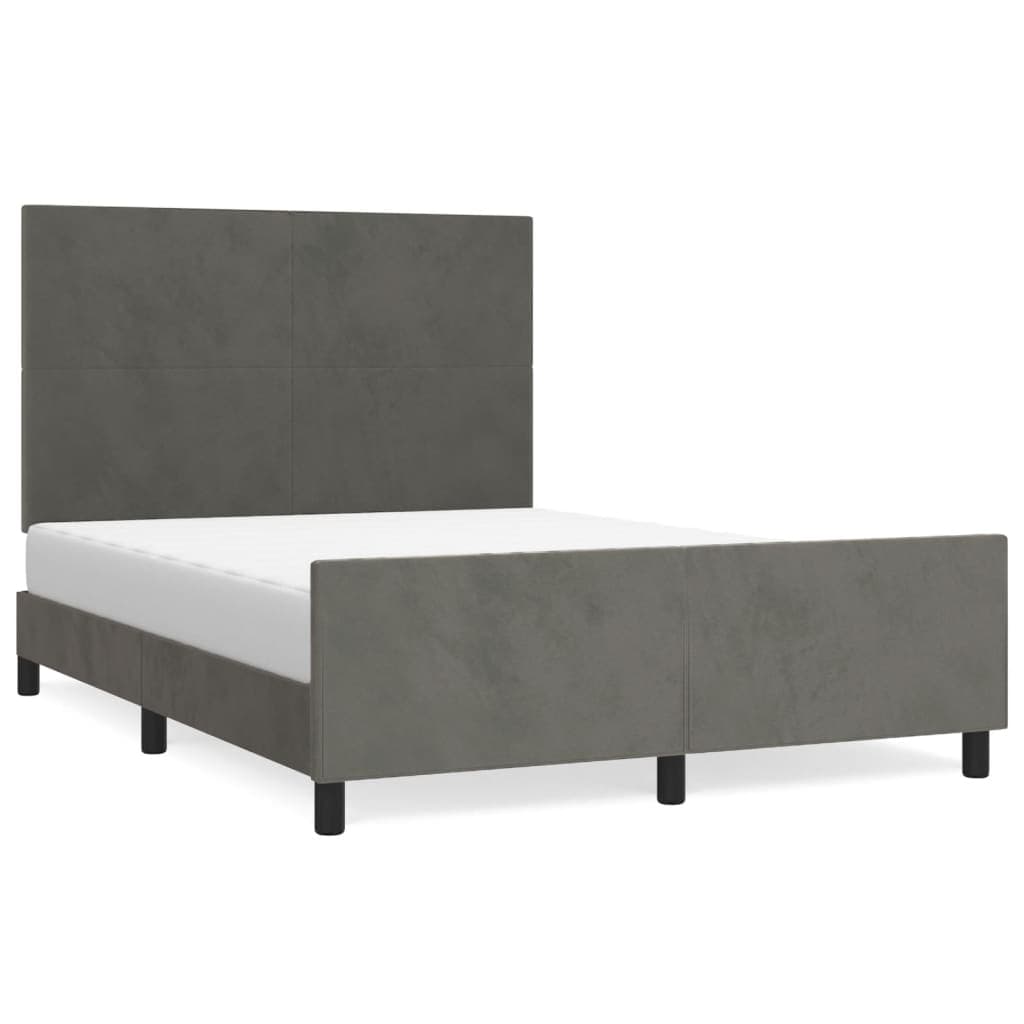 vidaXL Estrutura de cama sem colchão 140x200 cm veludo cinzento-escuro