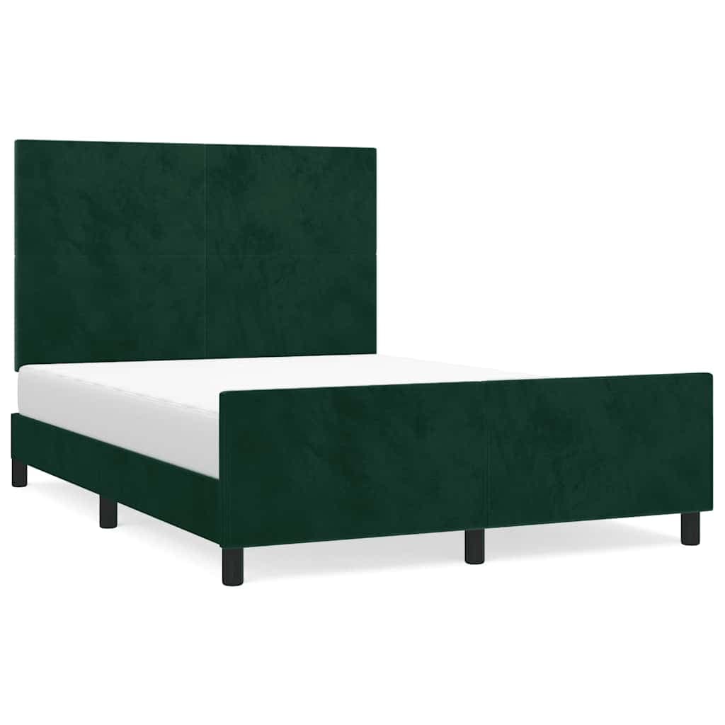 vidaXL Estrutura de cama sem colchão 140x200 cm veludo verde-escuro