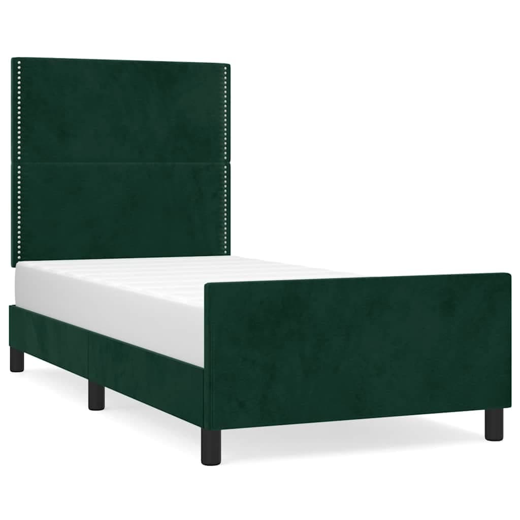 vidaXL Estrutura de cama sem colchão 90x190 cm veludo verde-escuro