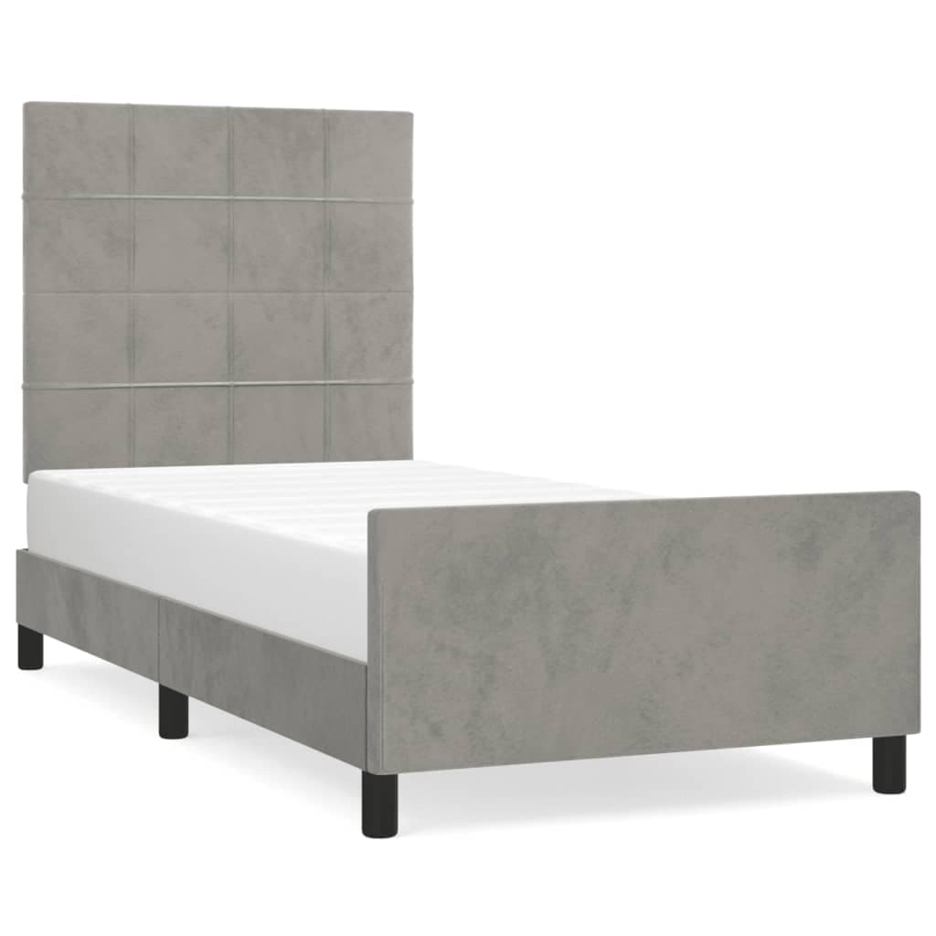 vidaXL Estrutura de cama sem colchão 90x190 cm veludo cinzento-claro