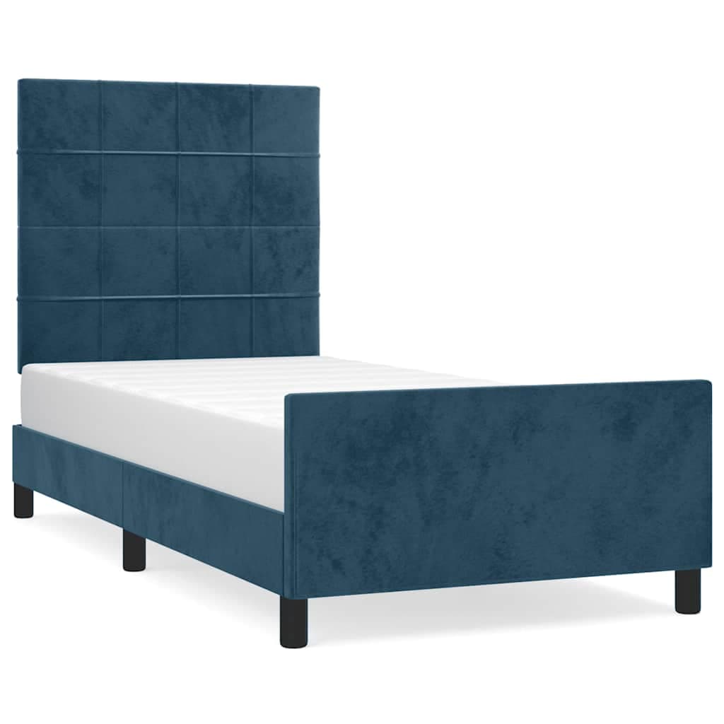 vidaXL Estrutura de cama sem colchão 100x200 cm veludo azul-escuro