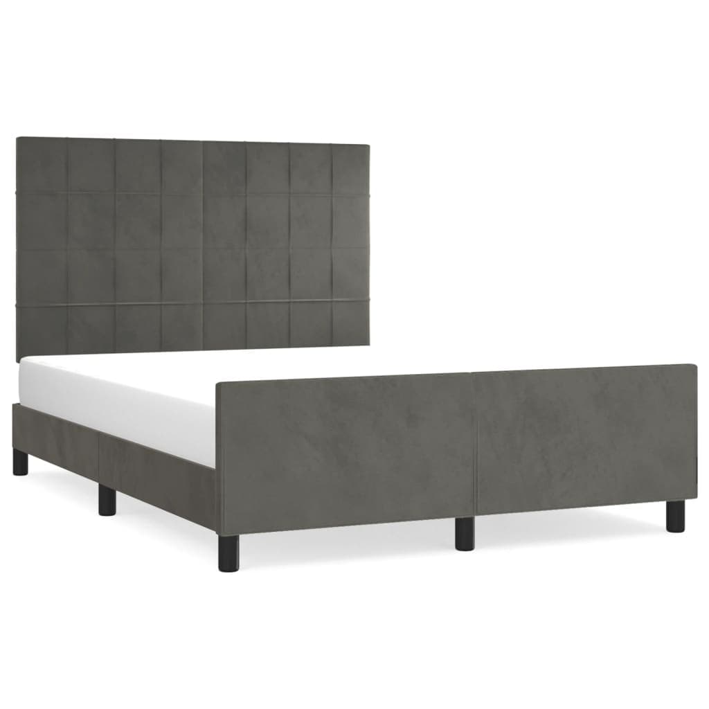 vidaXL Estrutura de cama sem colchão 140x190 cm veludo cinzento-escuro