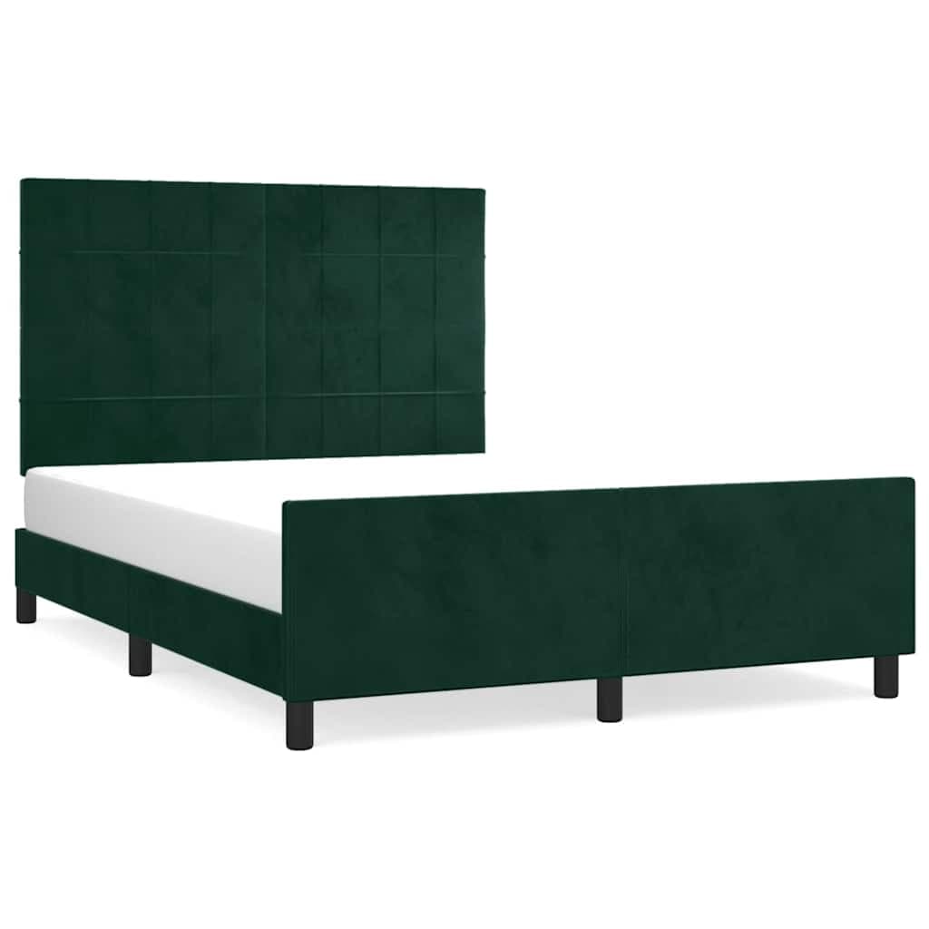 vidaXL Estrutura de cama sem colchão 140x200 cm veludo verde-escuro