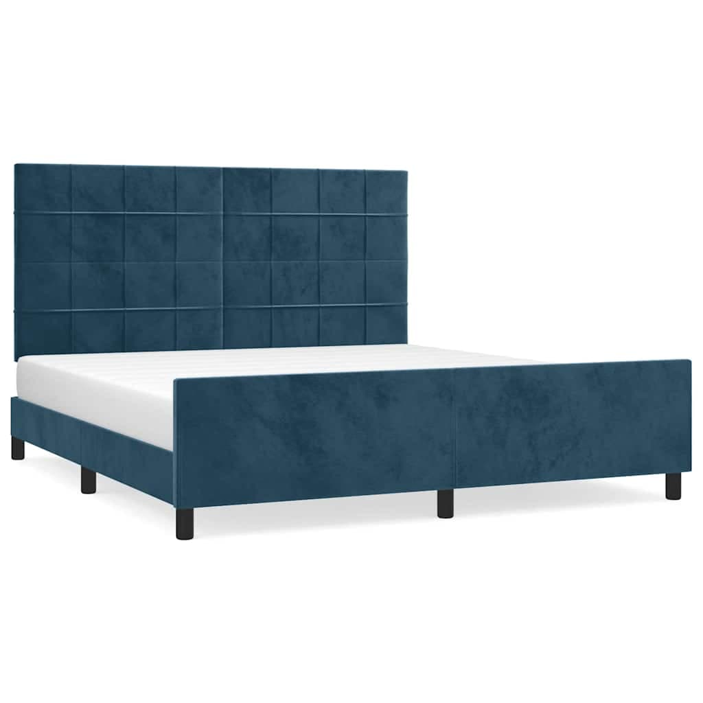 vidaXL Estrutura de Cama com Cabeceira 180x200 cm Veludo Azul-escuro - 102905749