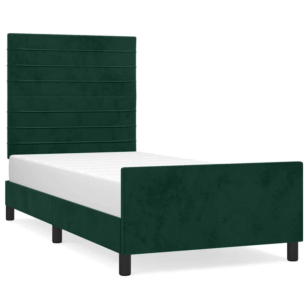 vidaXL Estrutura de cama sem colchão 90x200 cm veludo verde-escuro