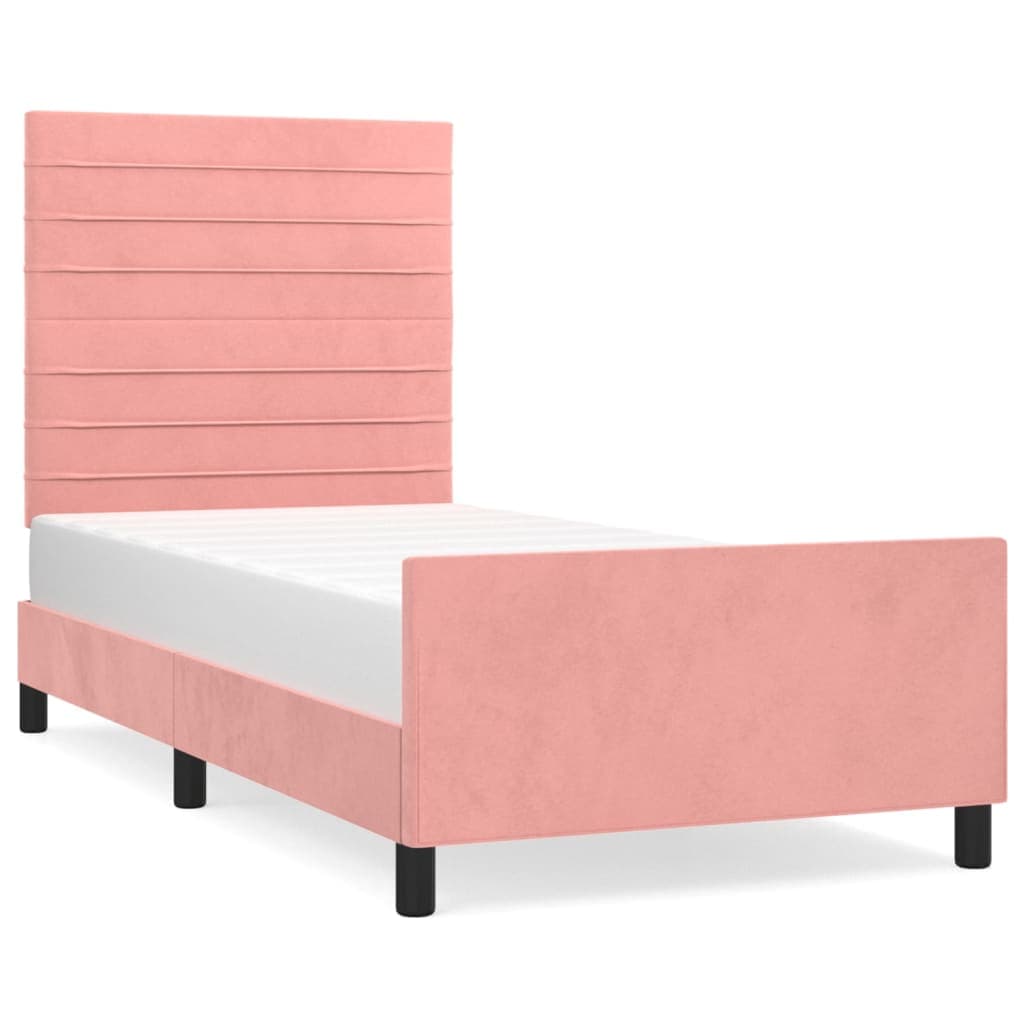vidaXL Estrutura de Cama com Cabeceira 100x200 cm Veludo Rosa - 2874950490