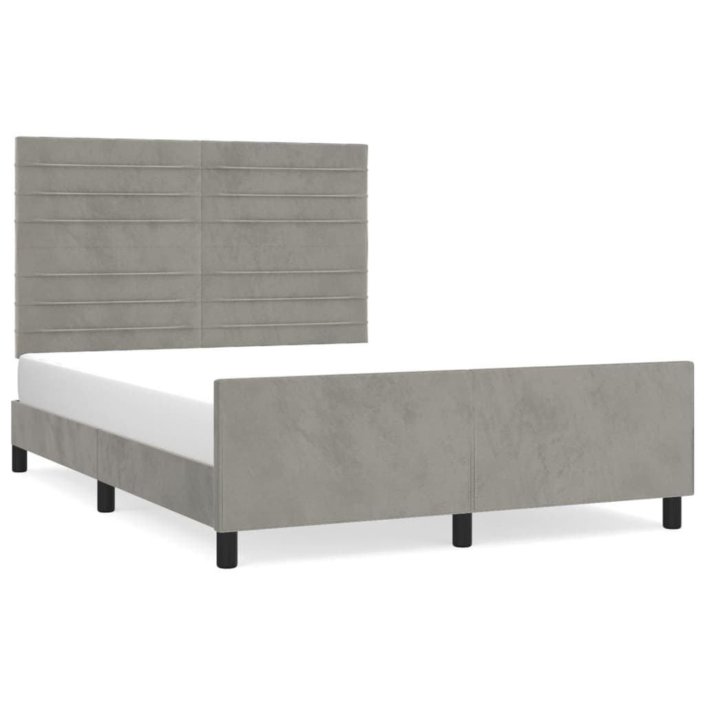 vidaXL Estrutura de cama sem colchão 140x200 cm veludo cinzento-claro