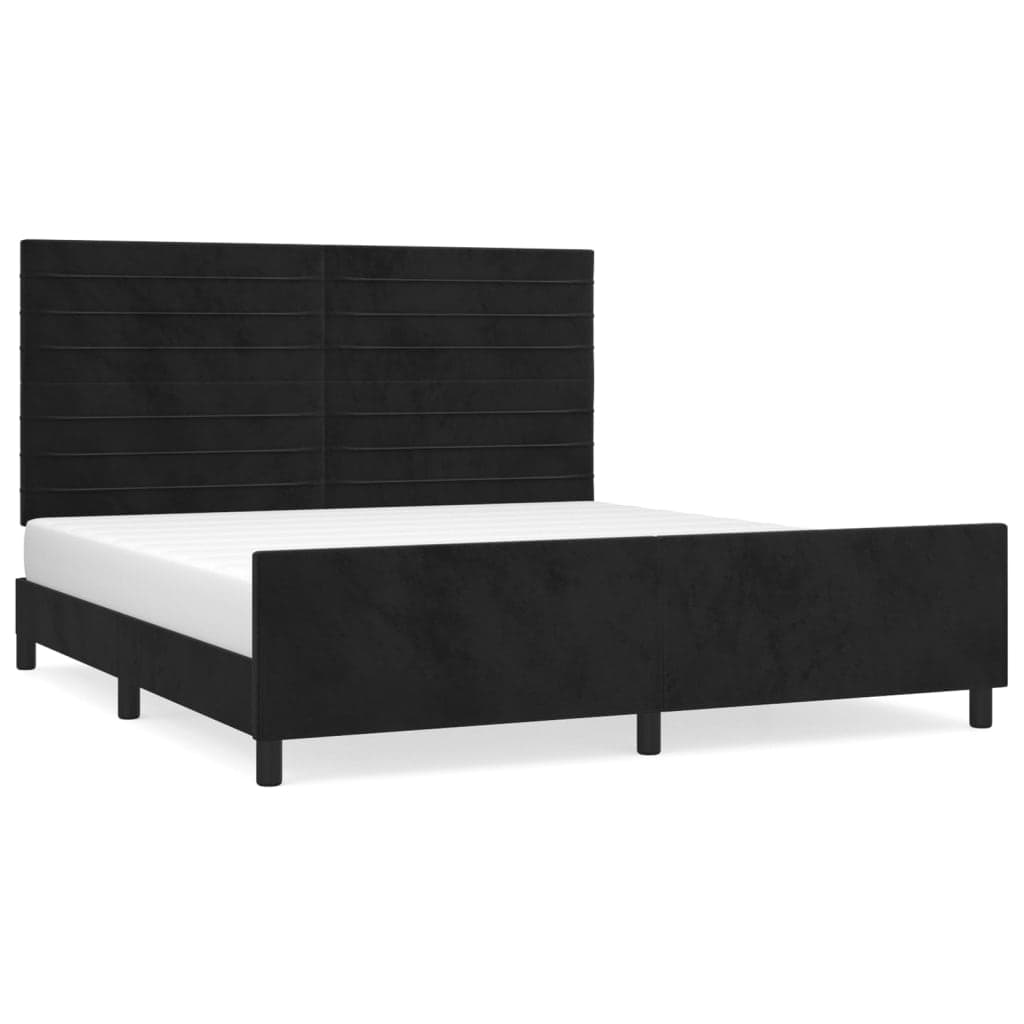 vidaXL Estrutura de Cama com Cabeceira 160x200 cm Veludo Preto - 6516834