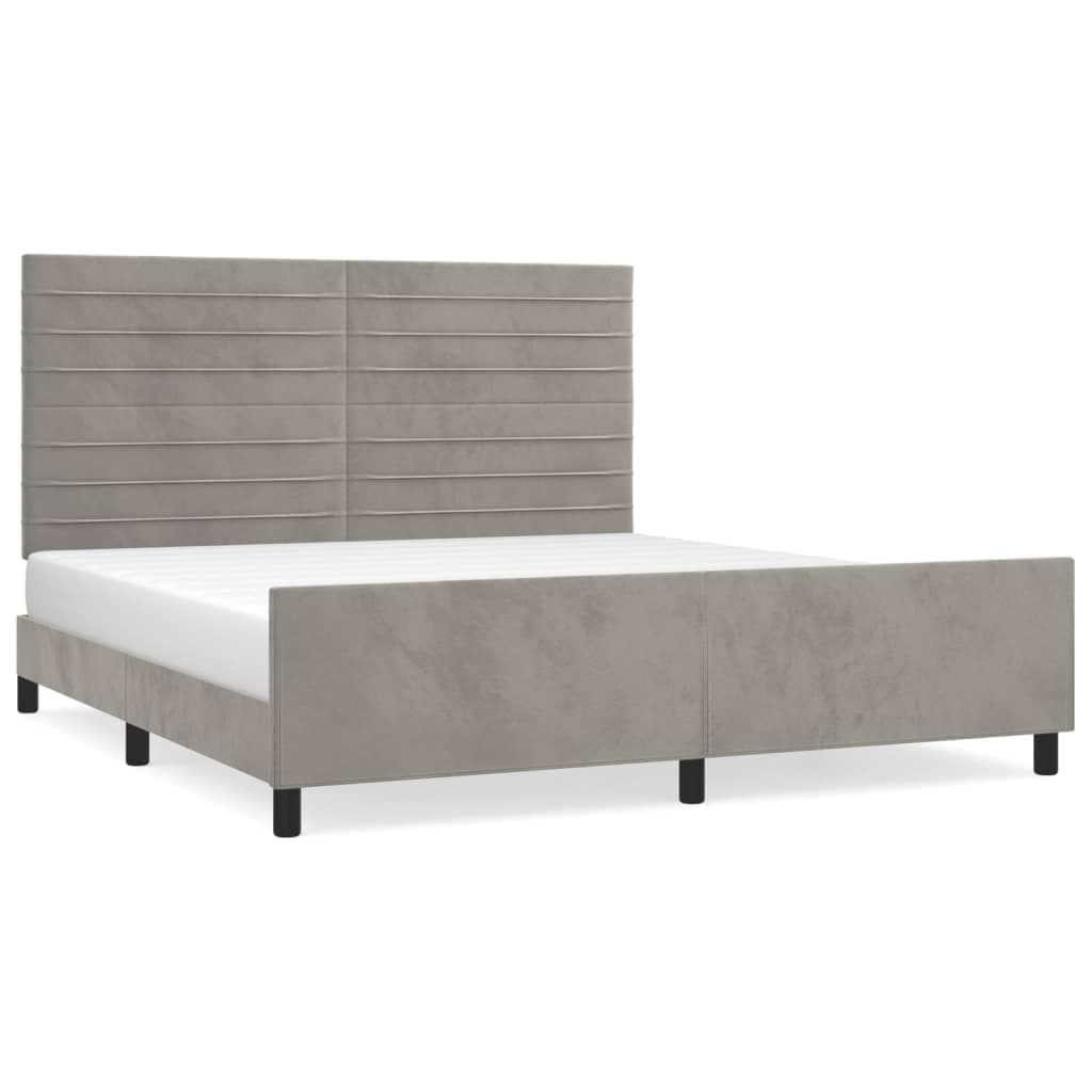 vidaXL Estrutura de Cama com Cabeceira 180x200 cm Veludo Cinzento-claro - 4028359702
