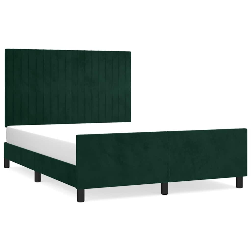 vidaXL Estrutura de cama sem colchão 140x200 cm veludo verde-escuro