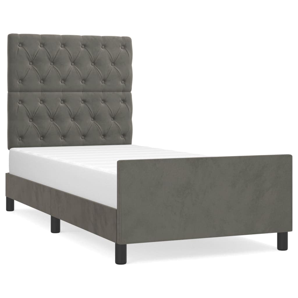 vidaXL Estrutura de cama sem colchão 80x200 cm veludo cinzento-escuro