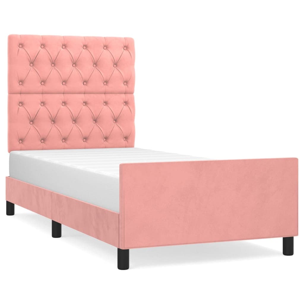 vidaXL Estrutura de cama c/ cabeceira 80x200 cm veludo rosa
