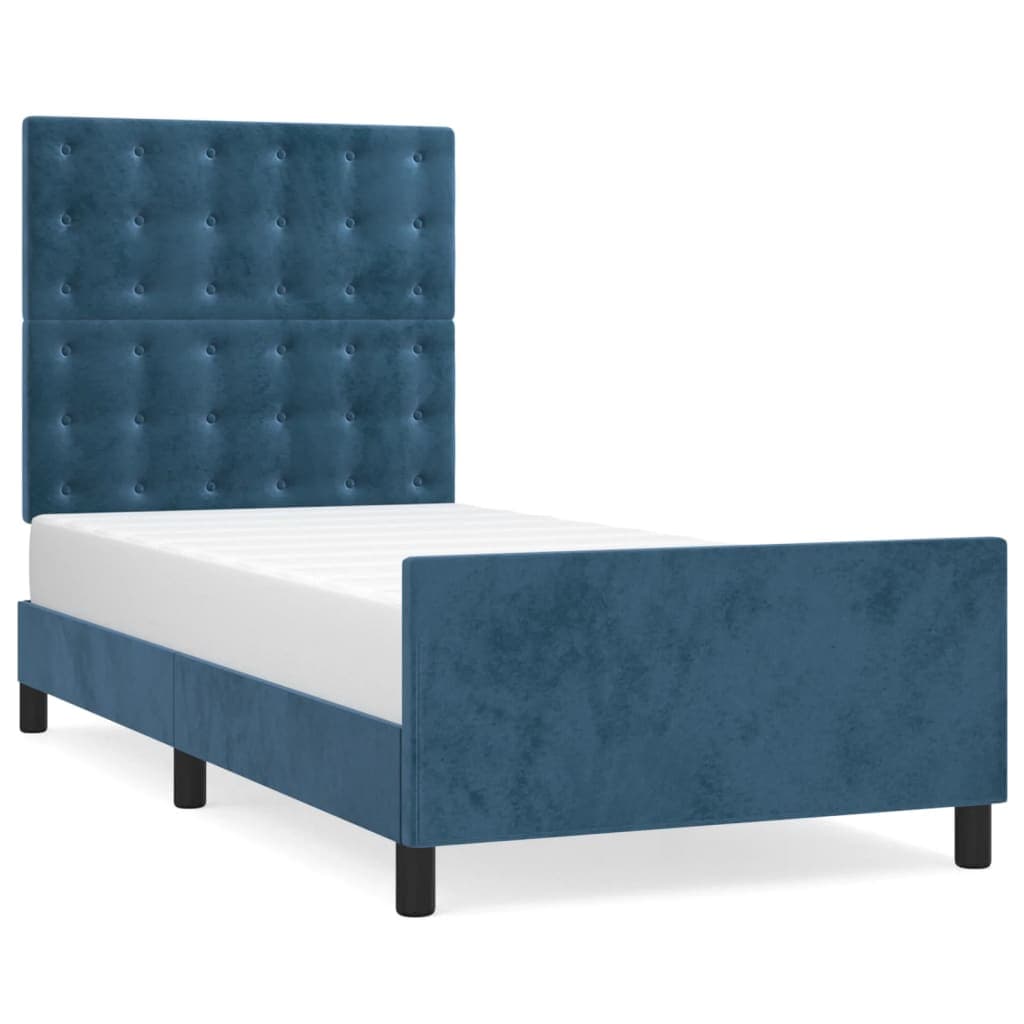 vidaXL Estrutura de cama sem colchão 90x190 cm veludo azul-escuro