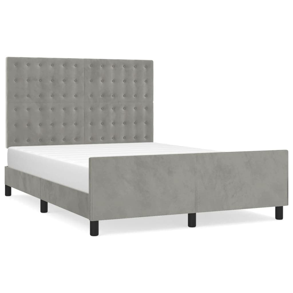 vidaXL Estrutura de cama sem colchão 140x200 cm veludo cinzento-claro