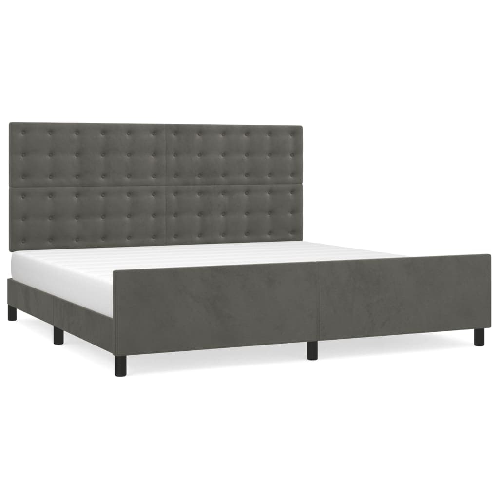 vidaXL Estrutura de cama sem colchão 200x200 cm veludo cinzento-escuro