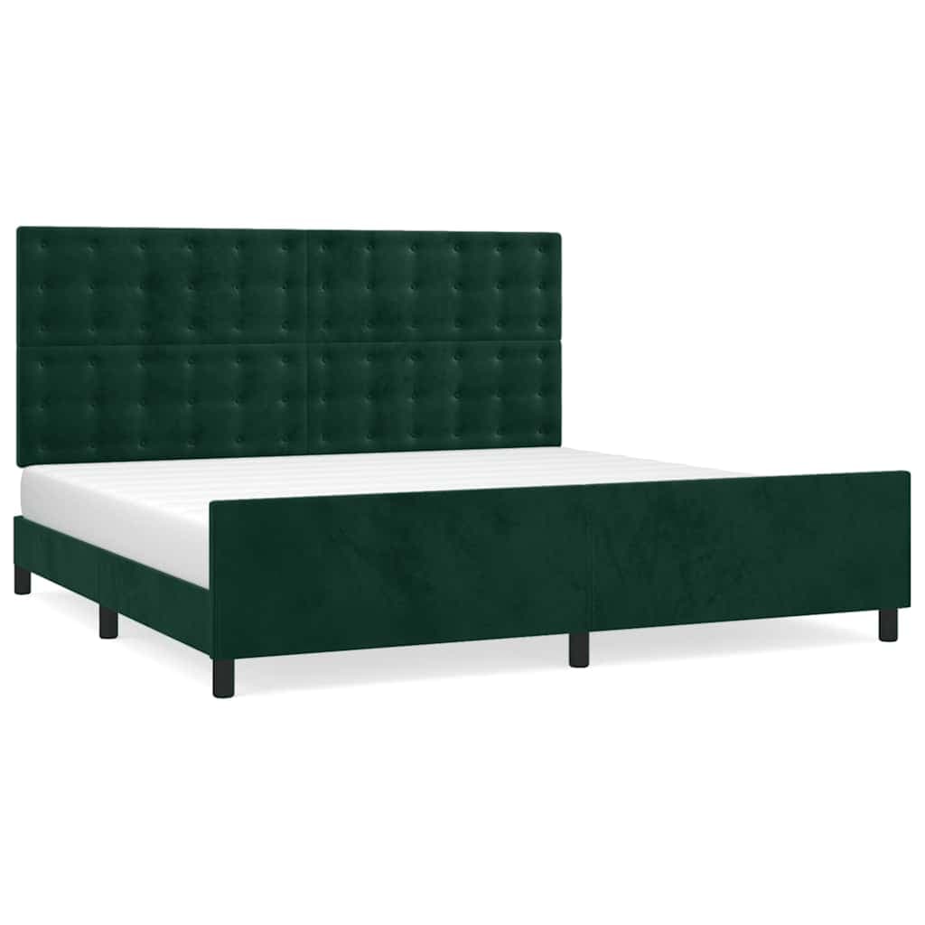 vidaXL Estrutura de cama sem colchão 200x200 cm veludo verde-escuro