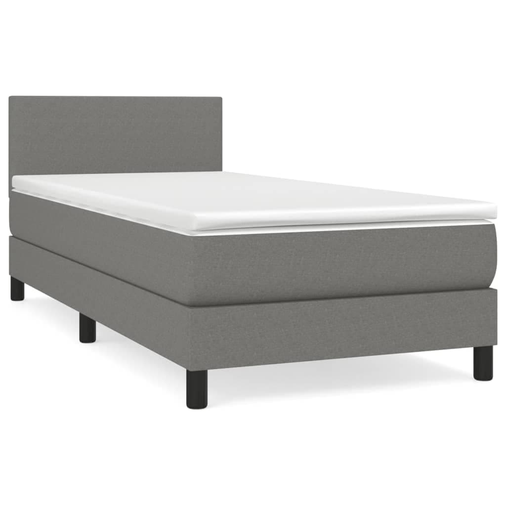 vidaXL Cama com Molas/colchão 90x190 cm Tecido Cinza-escuro - 3744226730