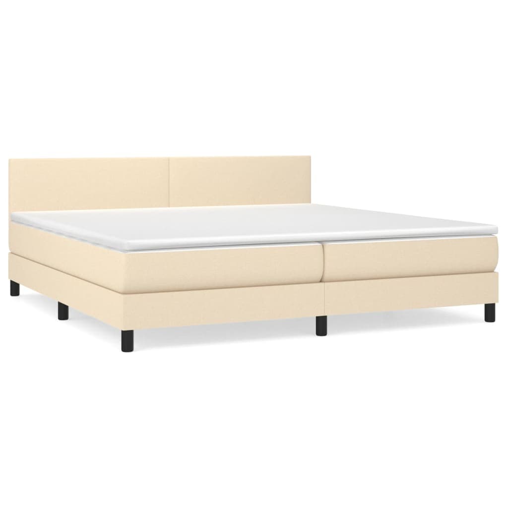 vidaXL Cama com molas/colchão 200x200 cm tecido cor creme