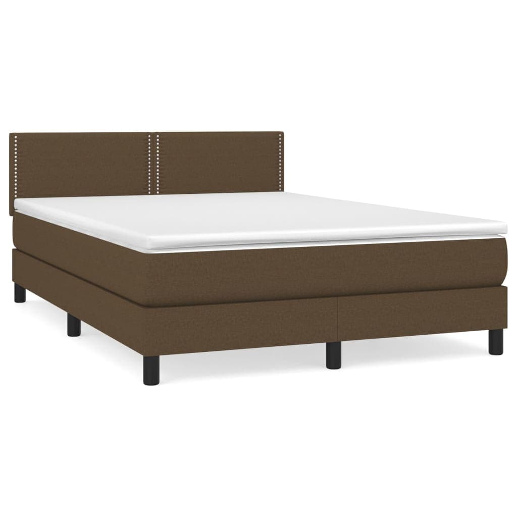 vidaXL Cama com Molas/colchão 140x200 cm Tecido Castanho-escuro - 1704706530