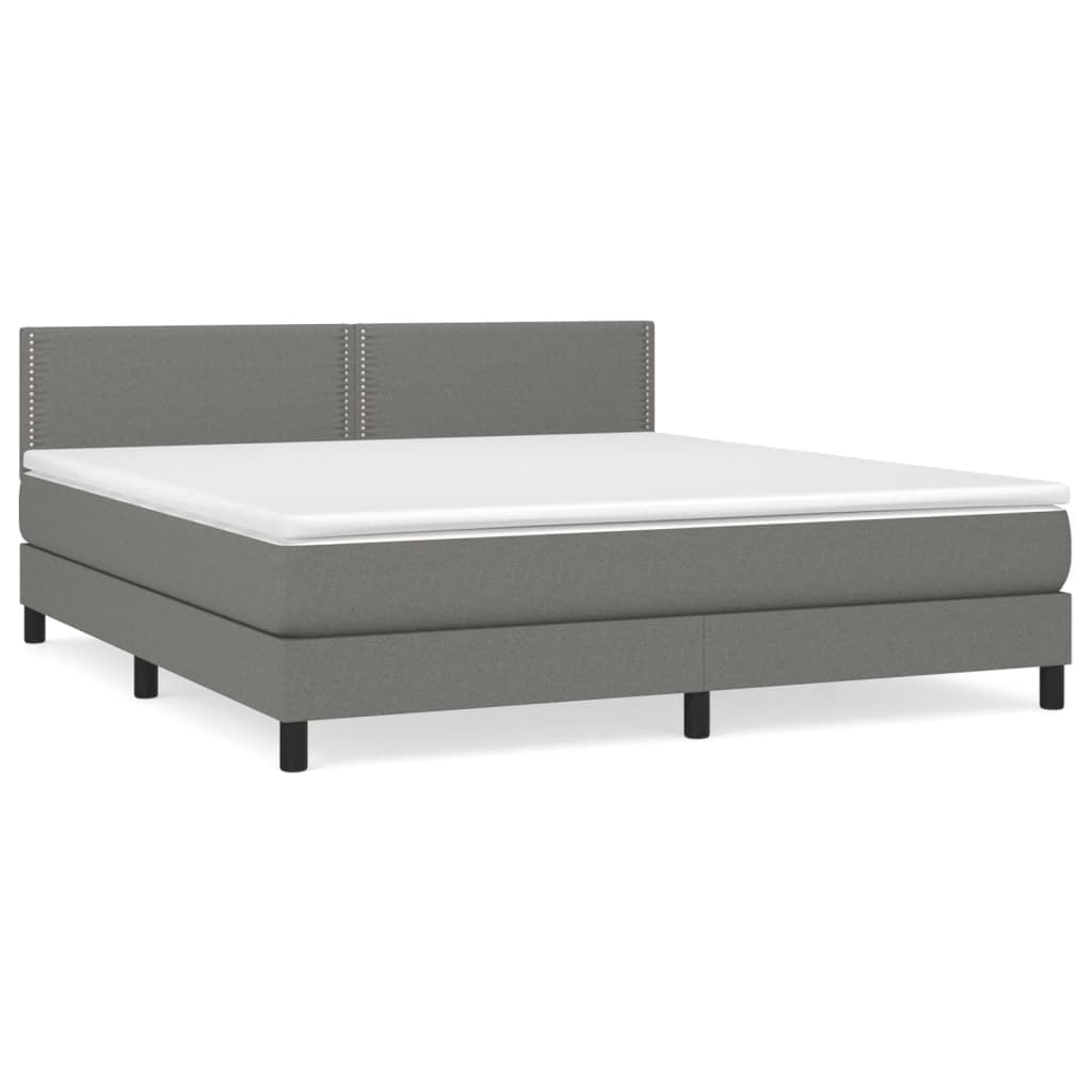 vidaXL Cama com molas/colchão 180x200 cm tecido cinzento-escuro