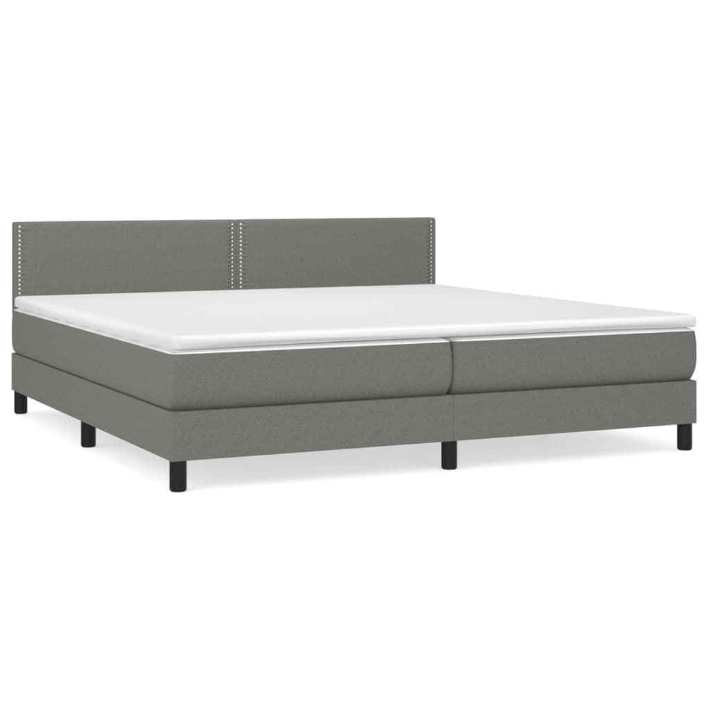 vidaXL Cama com molas/colchão 200x200 cm tecido cinzento-escuro