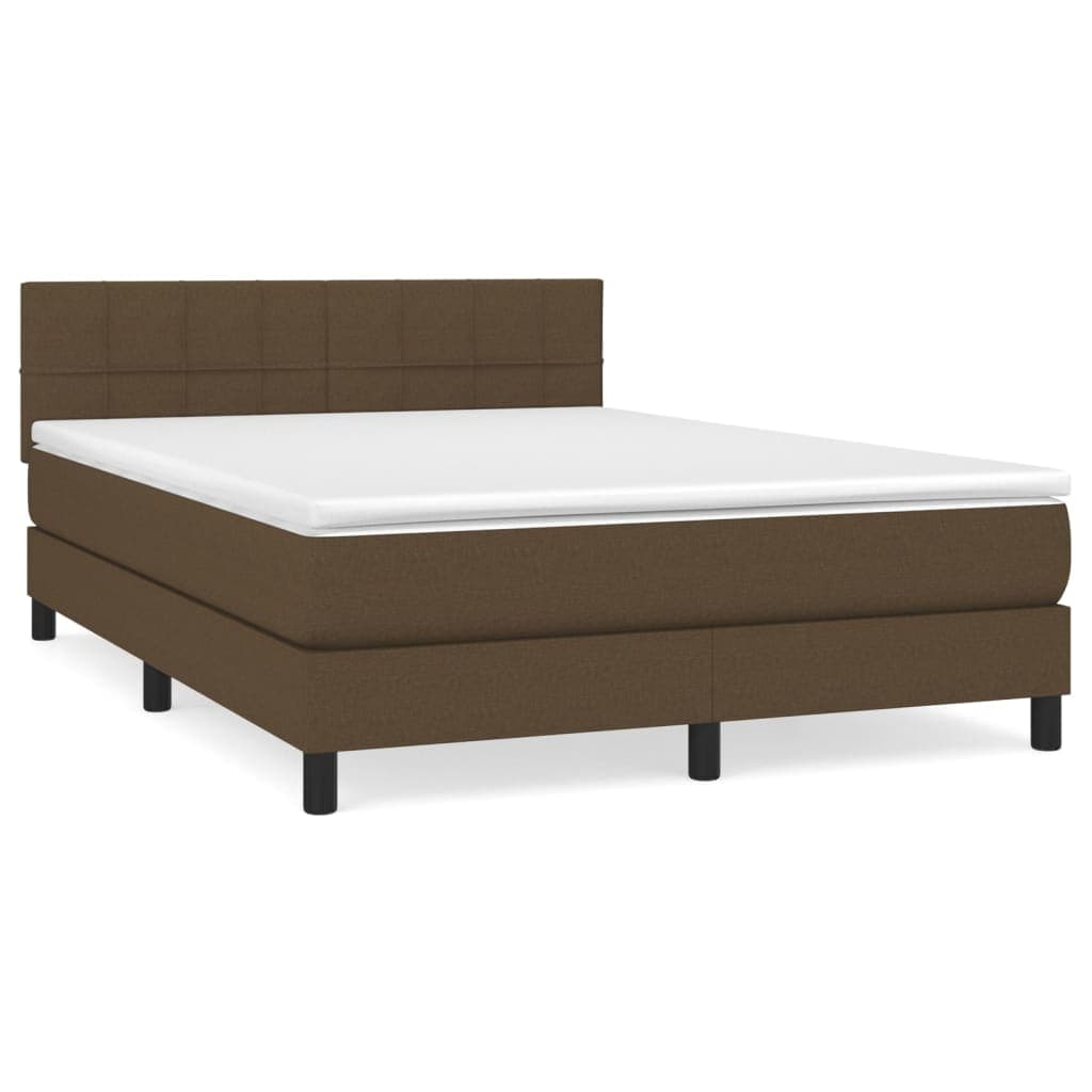 vidaXL Cama com molas/colchão 140x190 cm tecido castanho-escuro