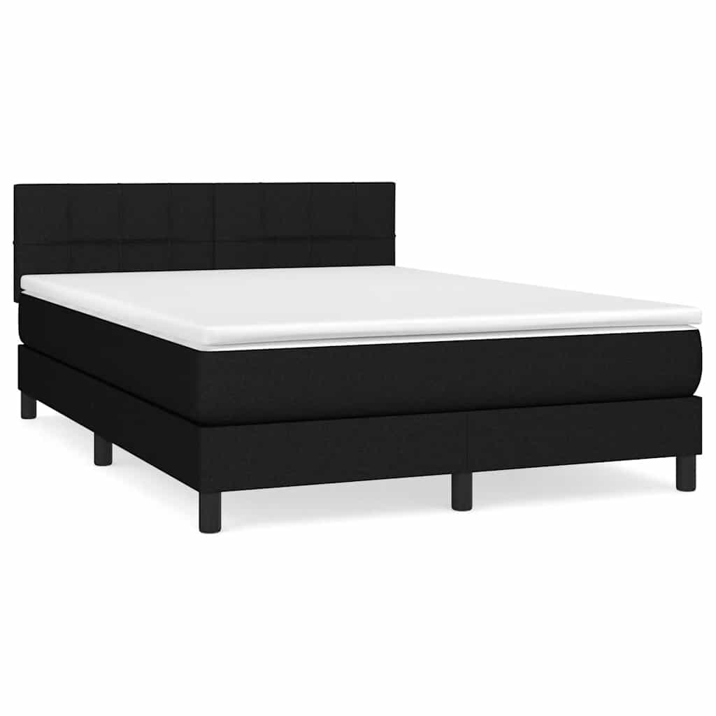 vidaXL Cama com molas/colchão 140x200 cm tecido preto