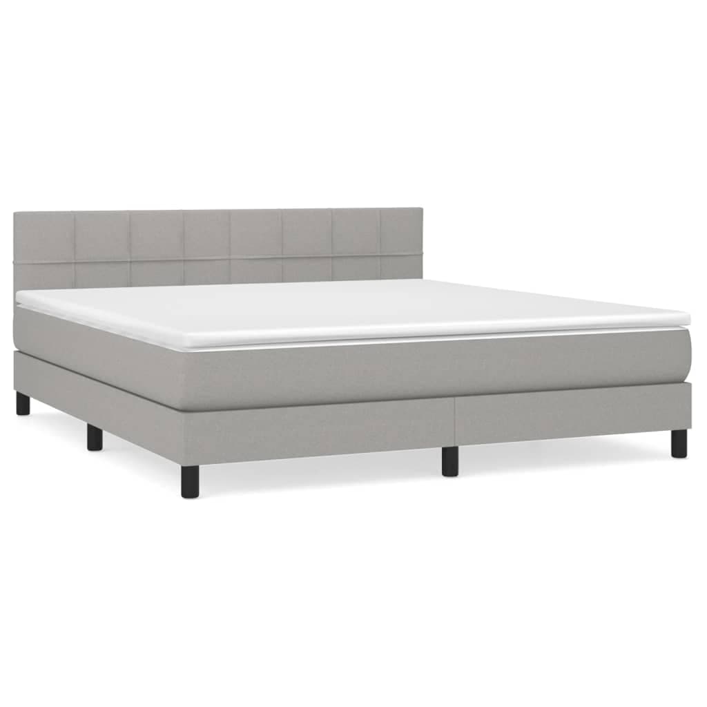vidaXL Cama com molas/colchão 180x200 cm tecido cinzento-claro
