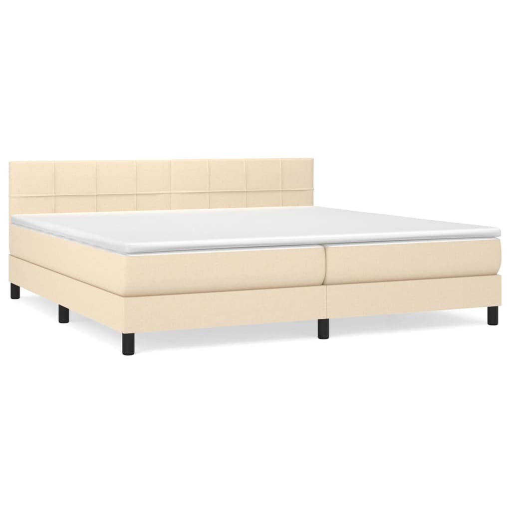 vidaXL Cama com Molas/colchão 200x200 cm Tecido Cor Creme - 1275186370
