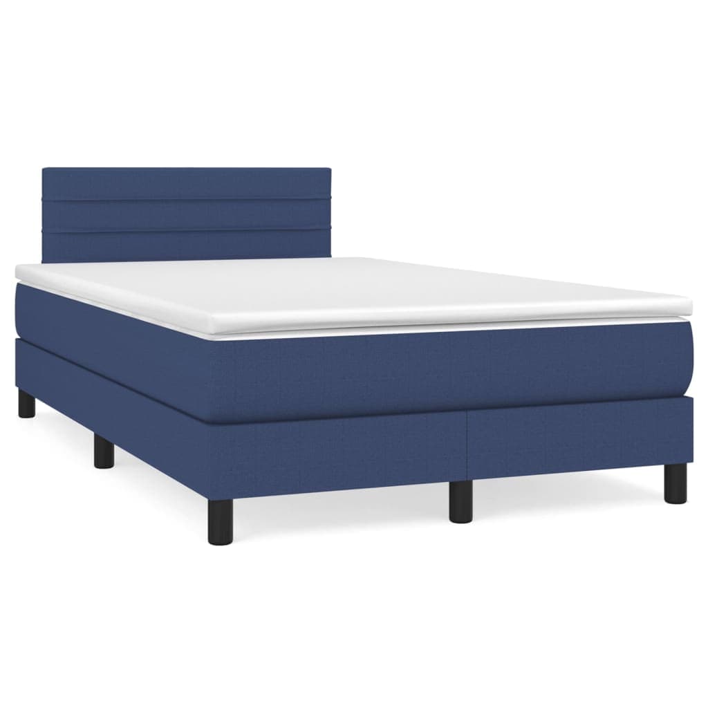 vidaXL Cama com molas/colchão 120x200 cm tecido azul