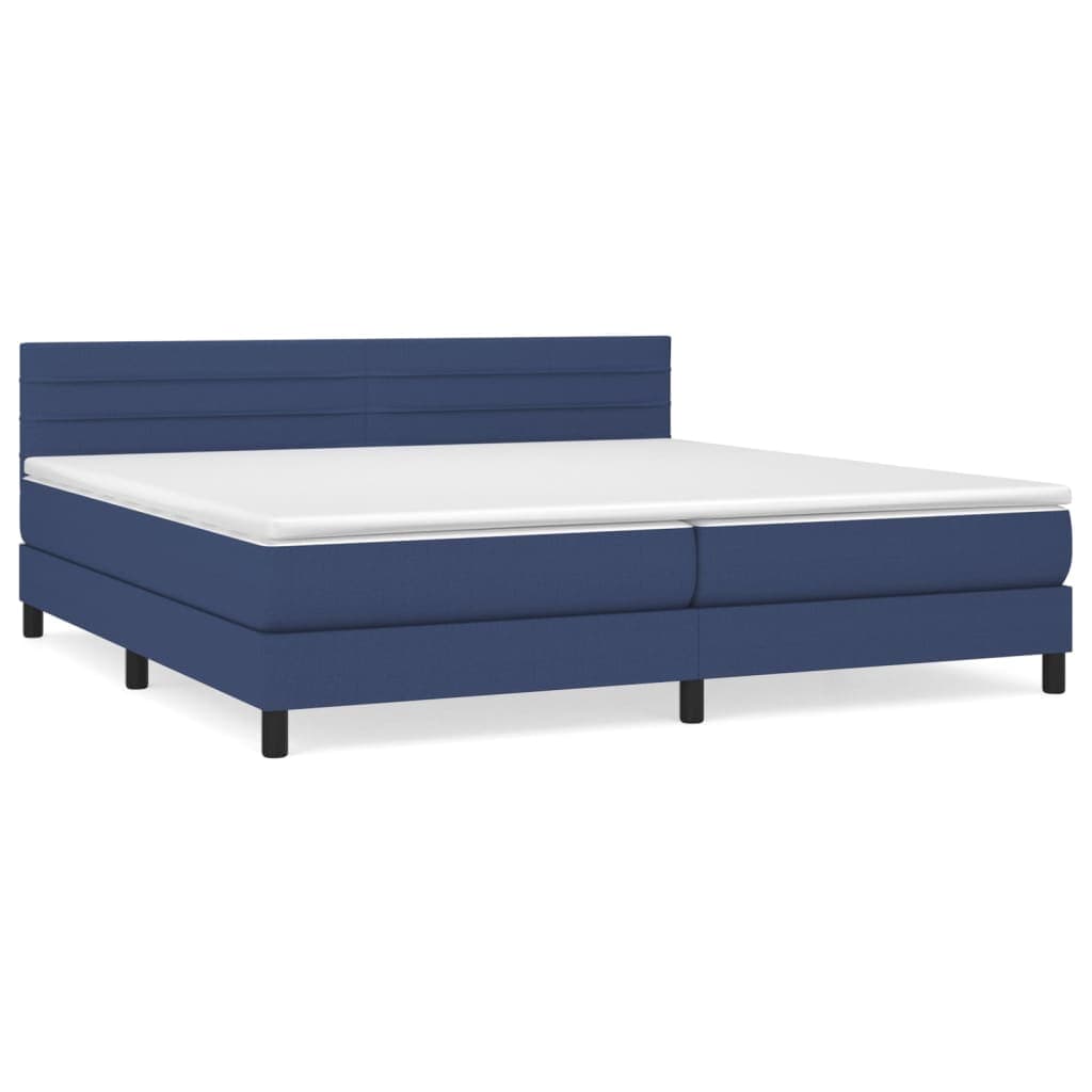 Cama com Molas/colchão 200x200 cm Tecido Azul - 3140167