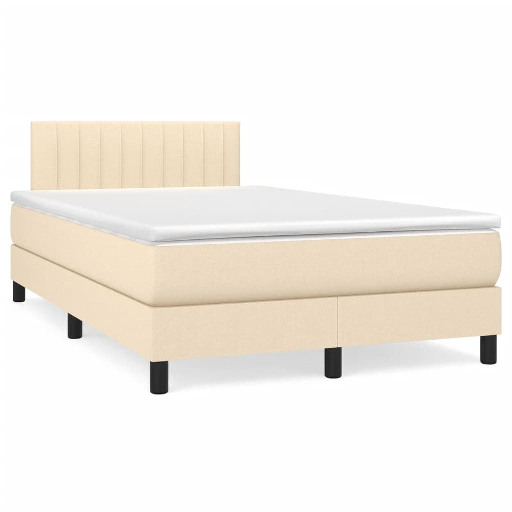 vidaXL Cama com molas/colchão 120x200 cm tecido cor creme