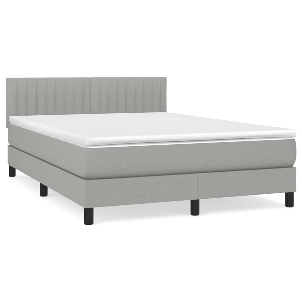 vidaXL Cama com molas/colchão 140x190 cm tecido cinzento-claro