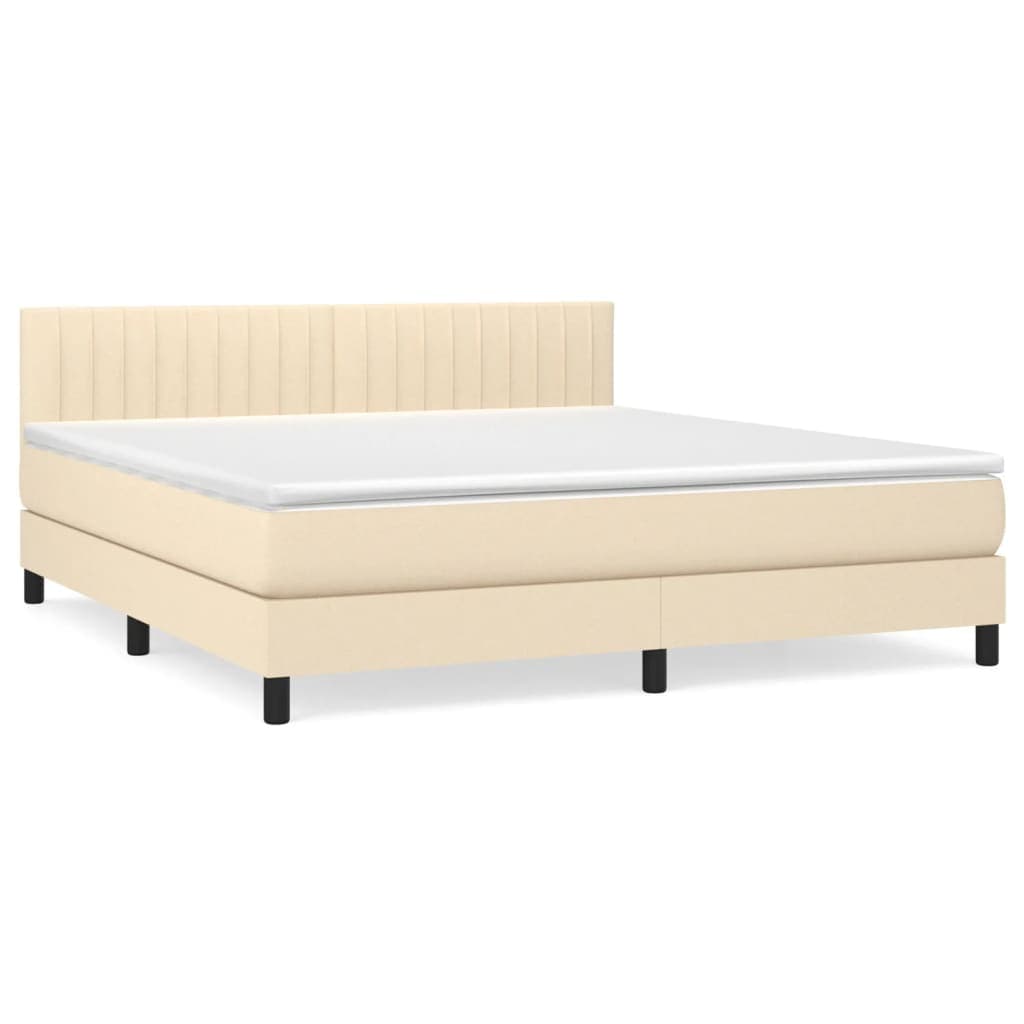 vidaXL Cama com molas/colchão 160x200 cm tecido cor creme