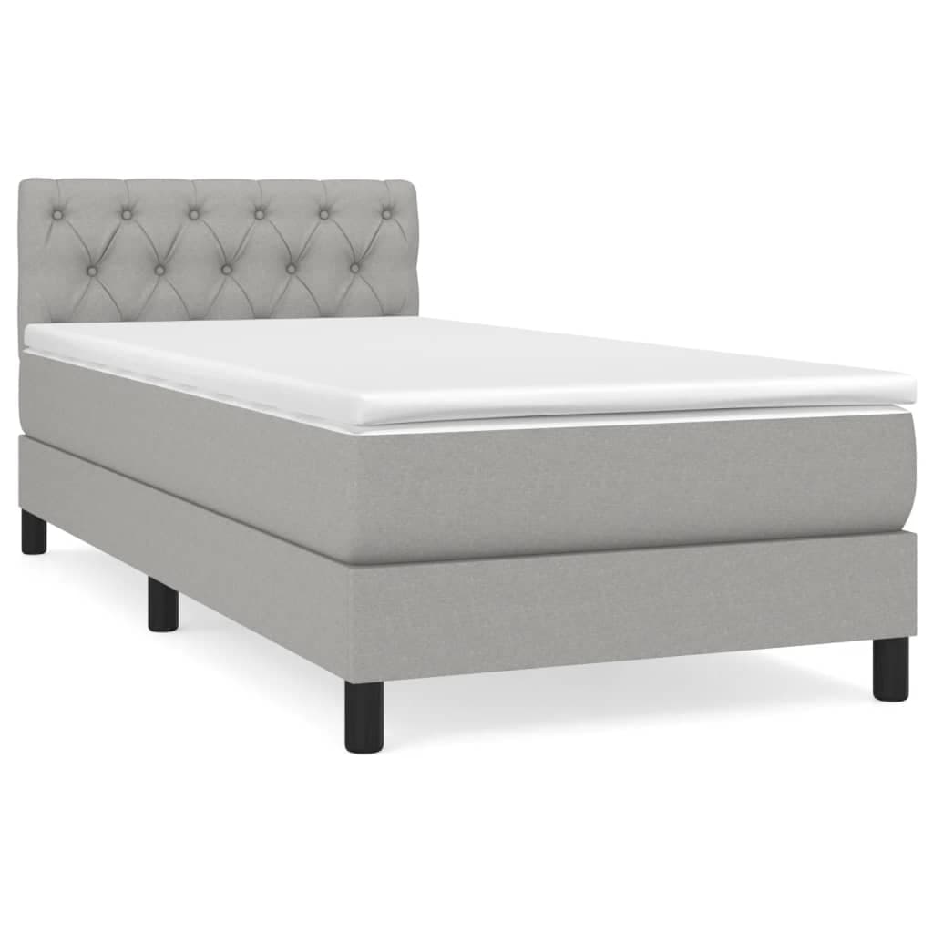 vidaXL Cama com molas/colchão 80x200 cm tecido cinza-claro