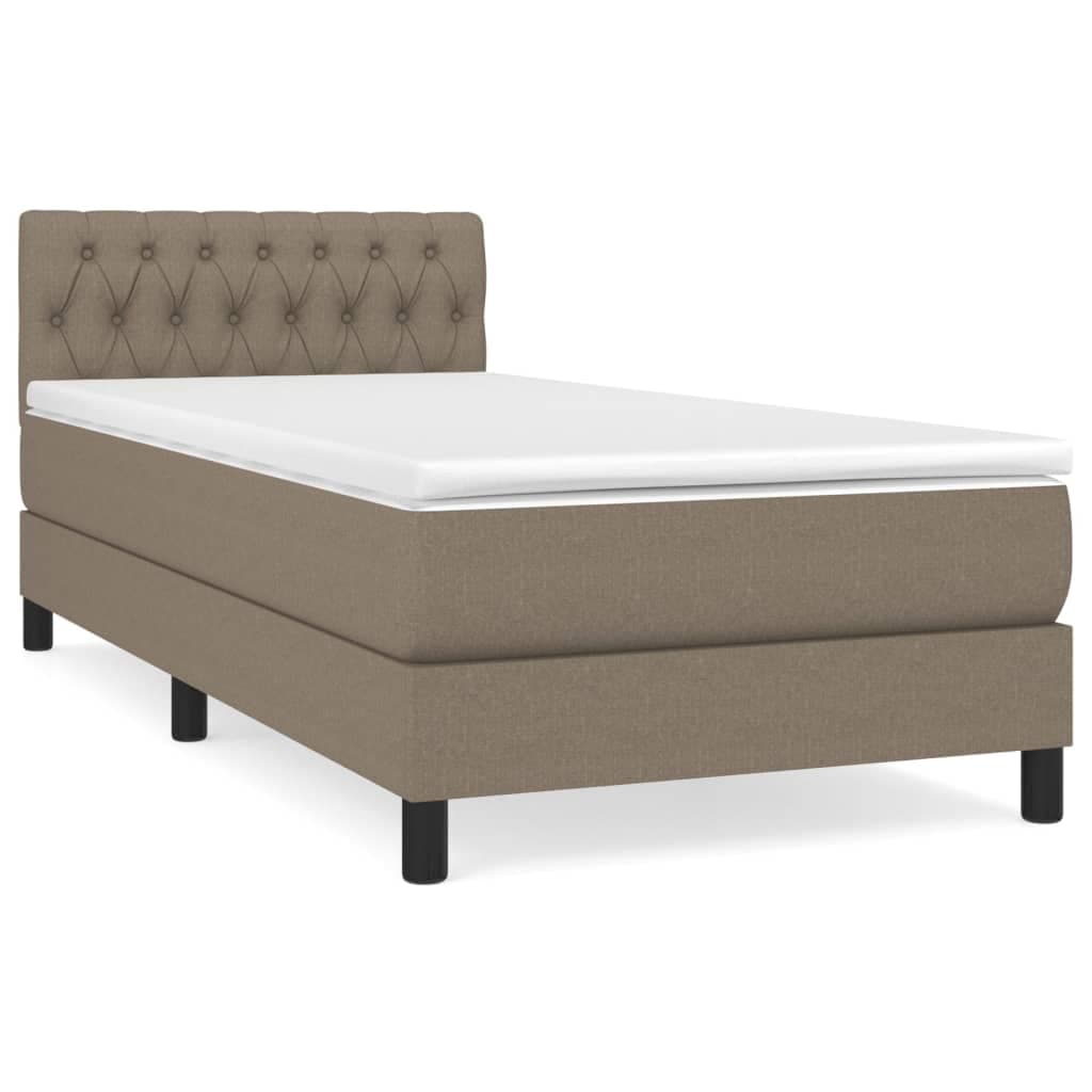 vidaXL Cama com Molas/colchão 100x200 cm Tecido Cinza-acastanhado - 3206165749