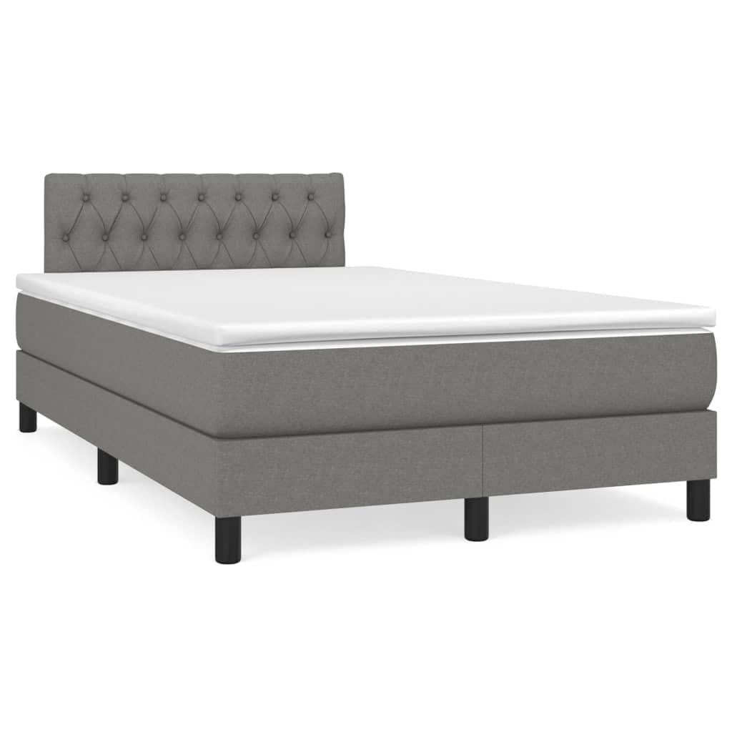vidaXL Cama com molas/colchão 120x200 cm tecido cinzento-escuro
