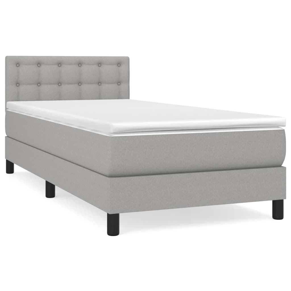 vidaXL Cama com molas/colchão 90x190 cm tecido cinzento-claro
