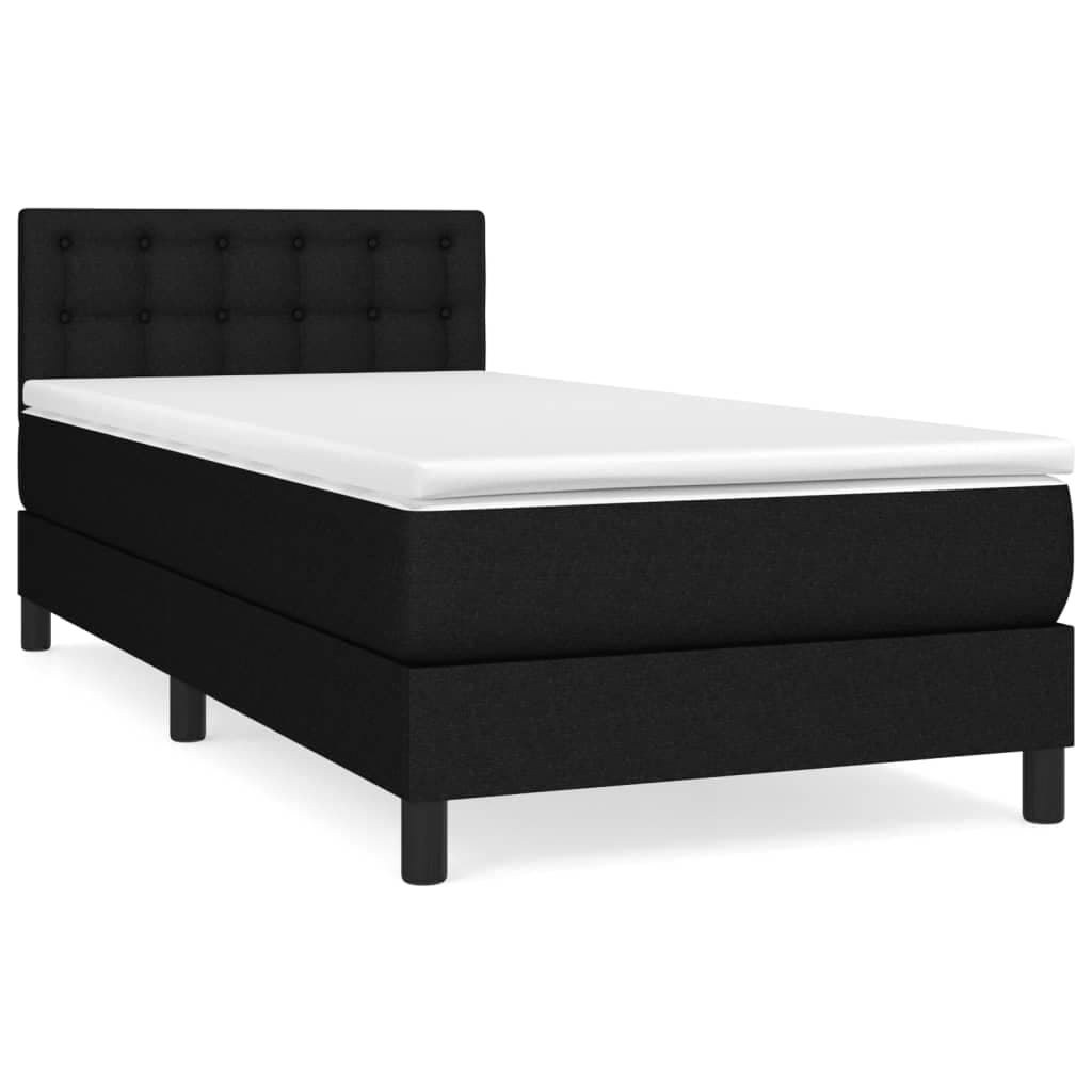 vidaXL Cama com molas/colchão 90x200 cm tecido preto