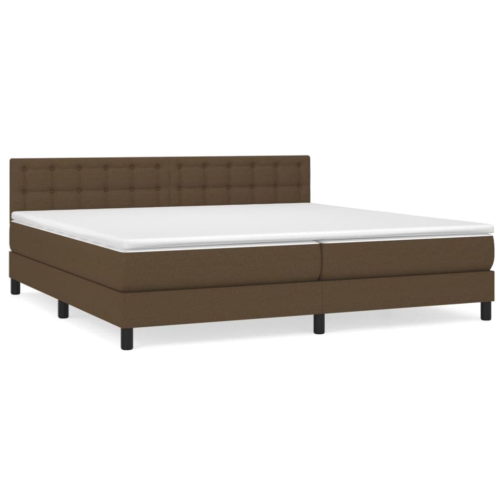vidaXL Cama com molas/colchão 200x200 cm tecido castanho-escuro