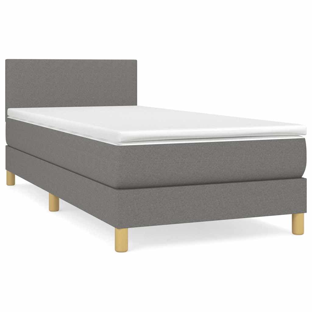 vidaXL Cama com Molas/colchão 80x200 cm Tecido Cinzento-escuro - 1940486754