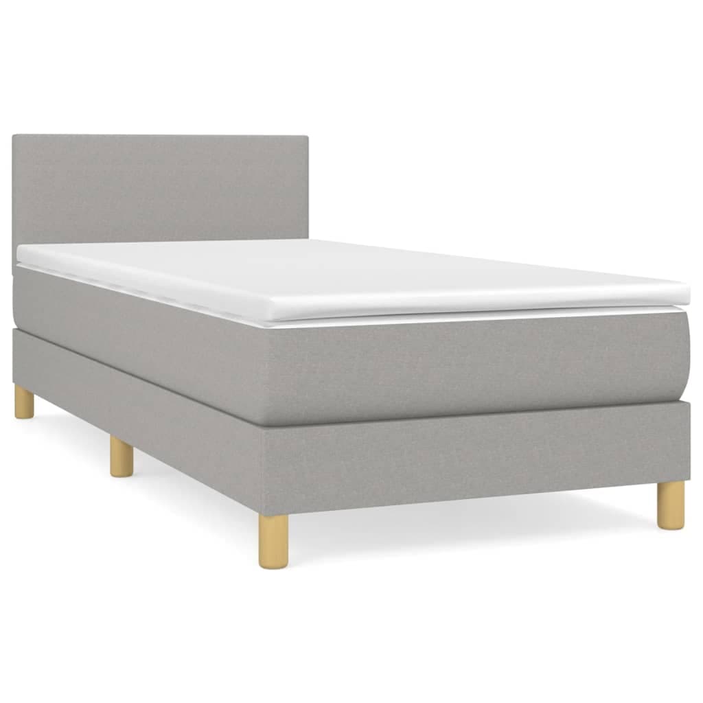 vidaXL Cama com molas/colchão 90x190 cm tecido cinzento-claro