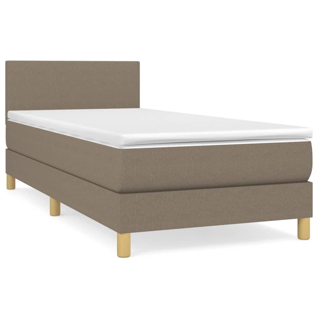 vidaXL Cama com molas/colchão 90x200 cm tecido castanho-acinzentado
