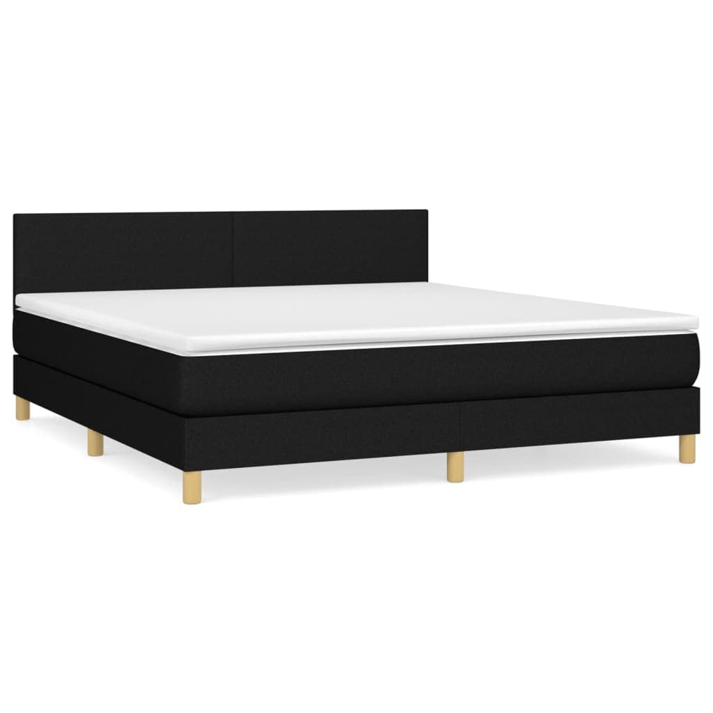 vidaXL Cama com molas/colchão 160x200 cm tecido preto