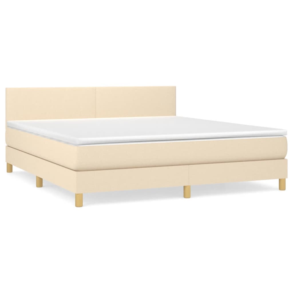 vidaXL Cama com molas/colchão 180x200 cm tecido cor creme