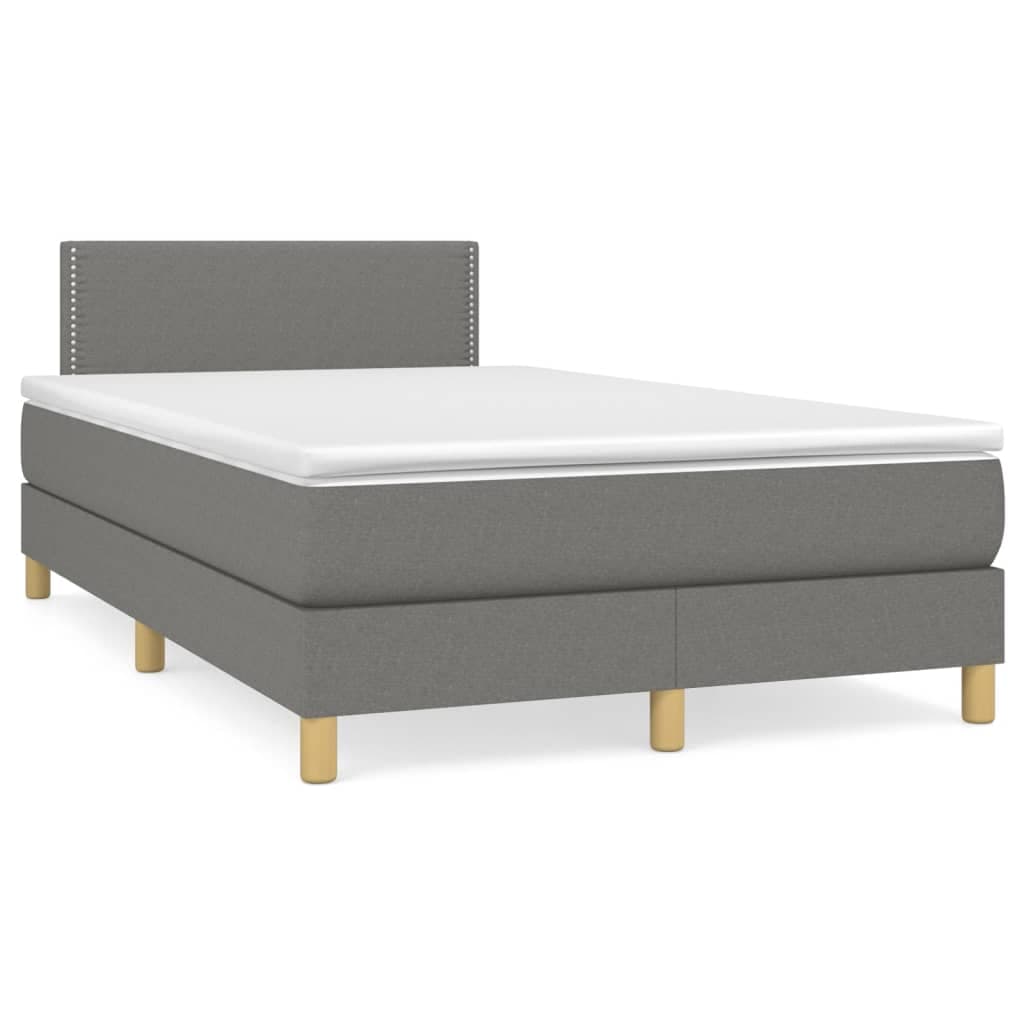 vidaXL Cama com Molas/colchão 120x200 cm Tecido Cinzento-escuro - 3074958010