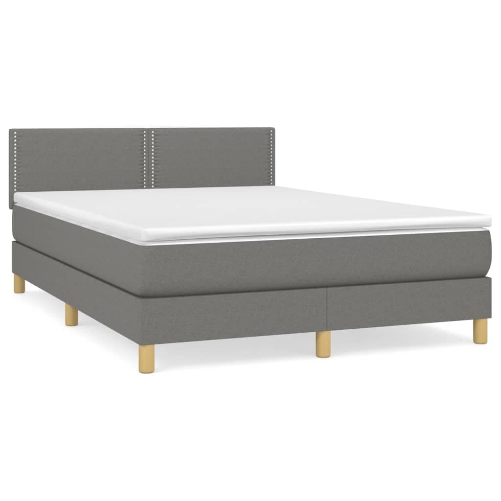 vidaXL Cama com molas/colchão 140x190 cm tecido cinzento-escuro