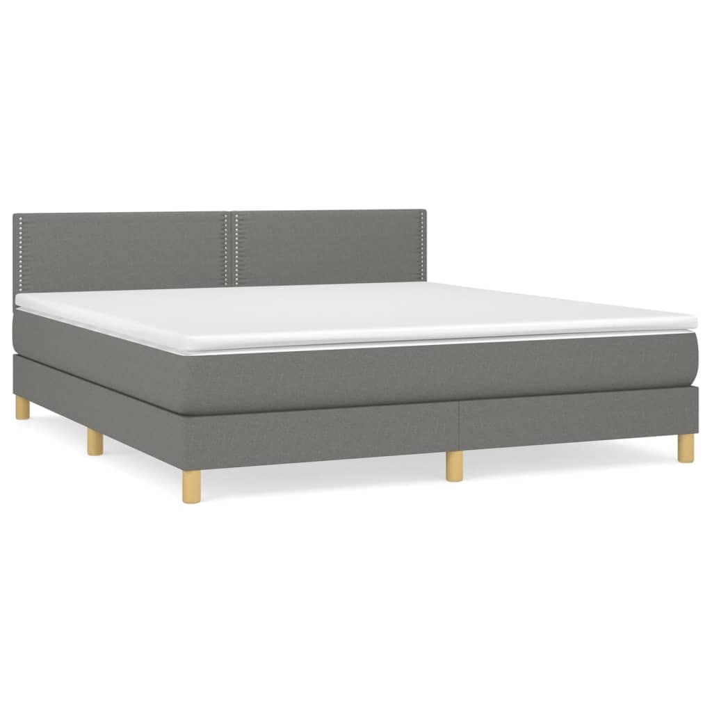 vidaXL Cama com molas/colchão 180x200 cm tecido cinzento-escuro