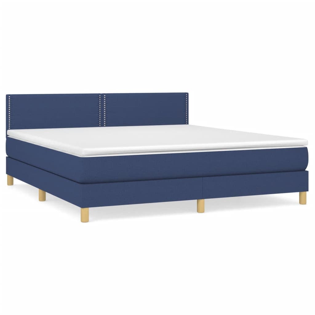 vidaXL Cama com molas/colchão 180x200 cm tecido azul