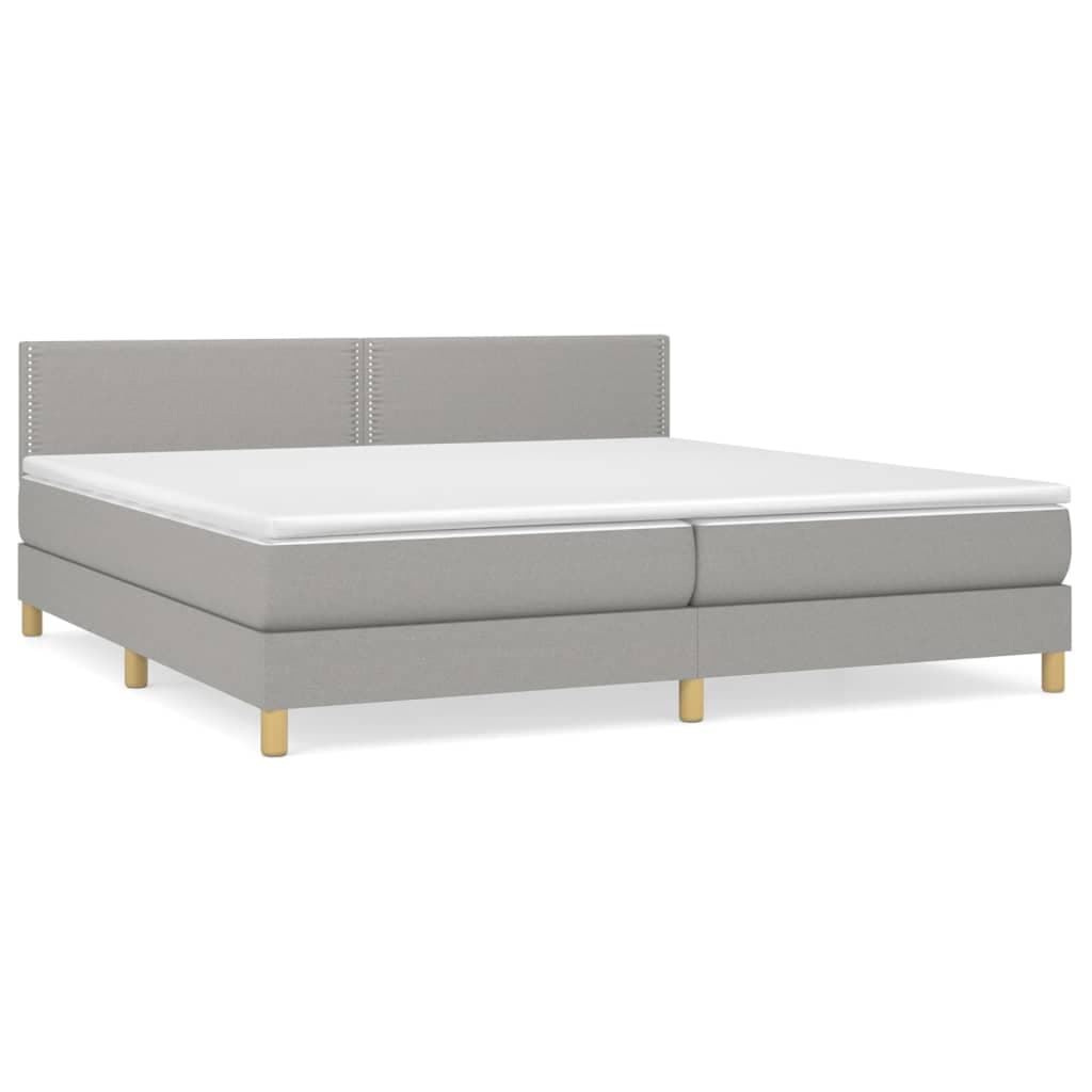 vidaXL Cama com molas/colchão 200x200 cm tecido cinza-claro